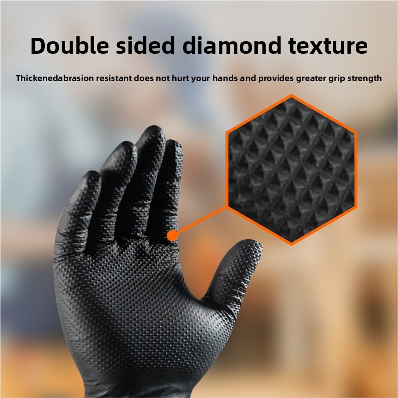 Heavy Duty Diamond Pattern Nit - Nitrile Mechanic Glove recension och pris