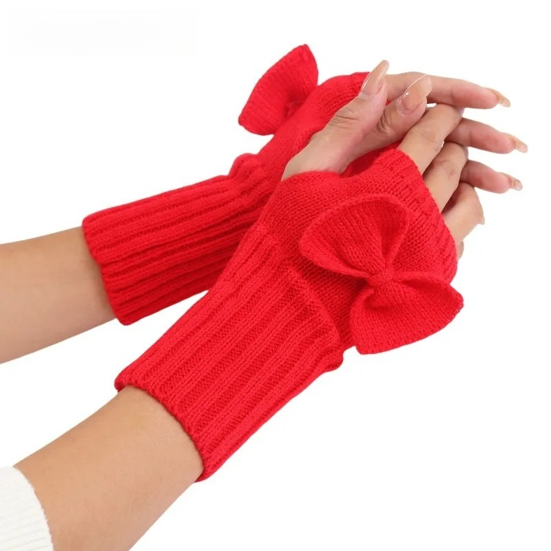 Knit Bow Fingerless Gloves – S - Fingerless Glove Knit recension och pris