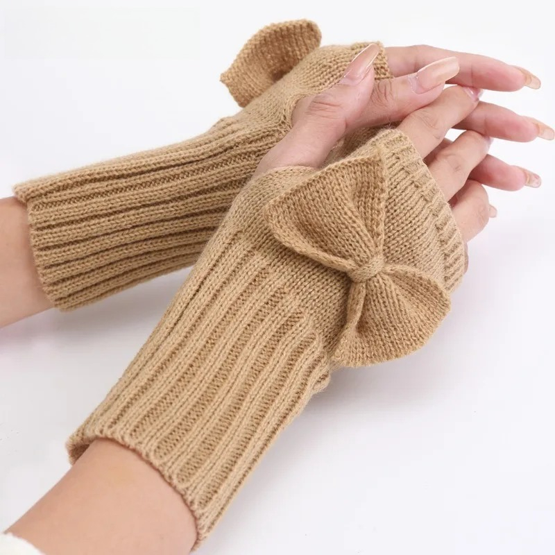 Knit Bow Fingerless Gloves – S - Fingerless Glove Knit recension och pris