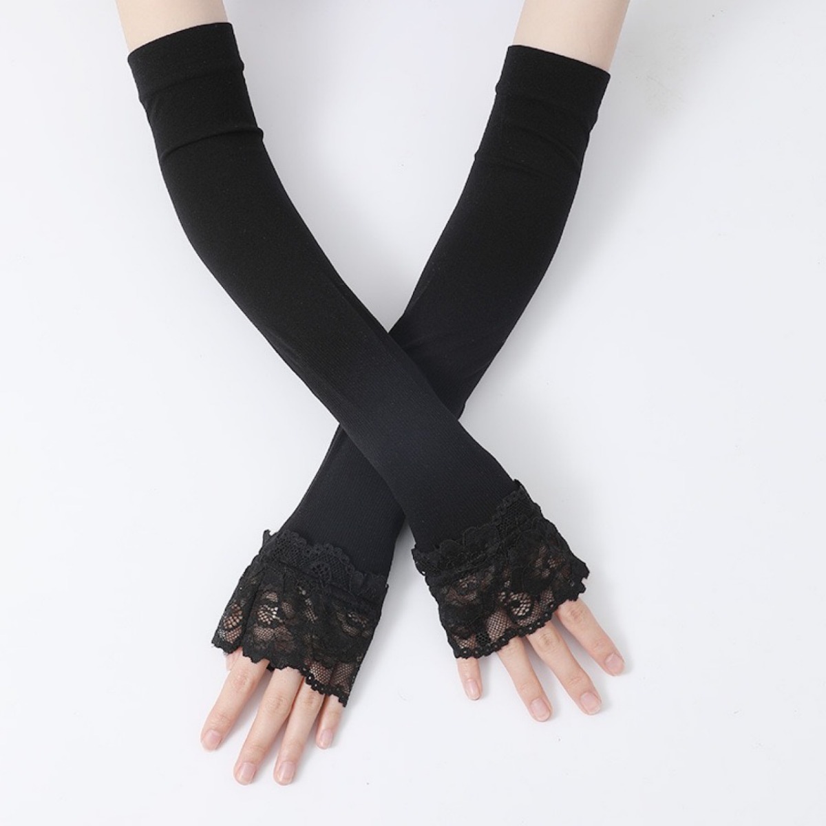 Women Long Elastic Arm Sleeve  - Fingerless Glove Knit recension och pris